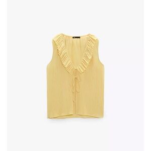 Zara Yellow Ruffled Tie Front Blouse